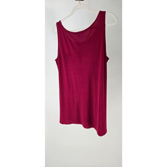 Eileen Fisher 100% Silk Ballet Neck Sleeveless Womens Large Red Wine Casual Prep - Picture 3 of 6